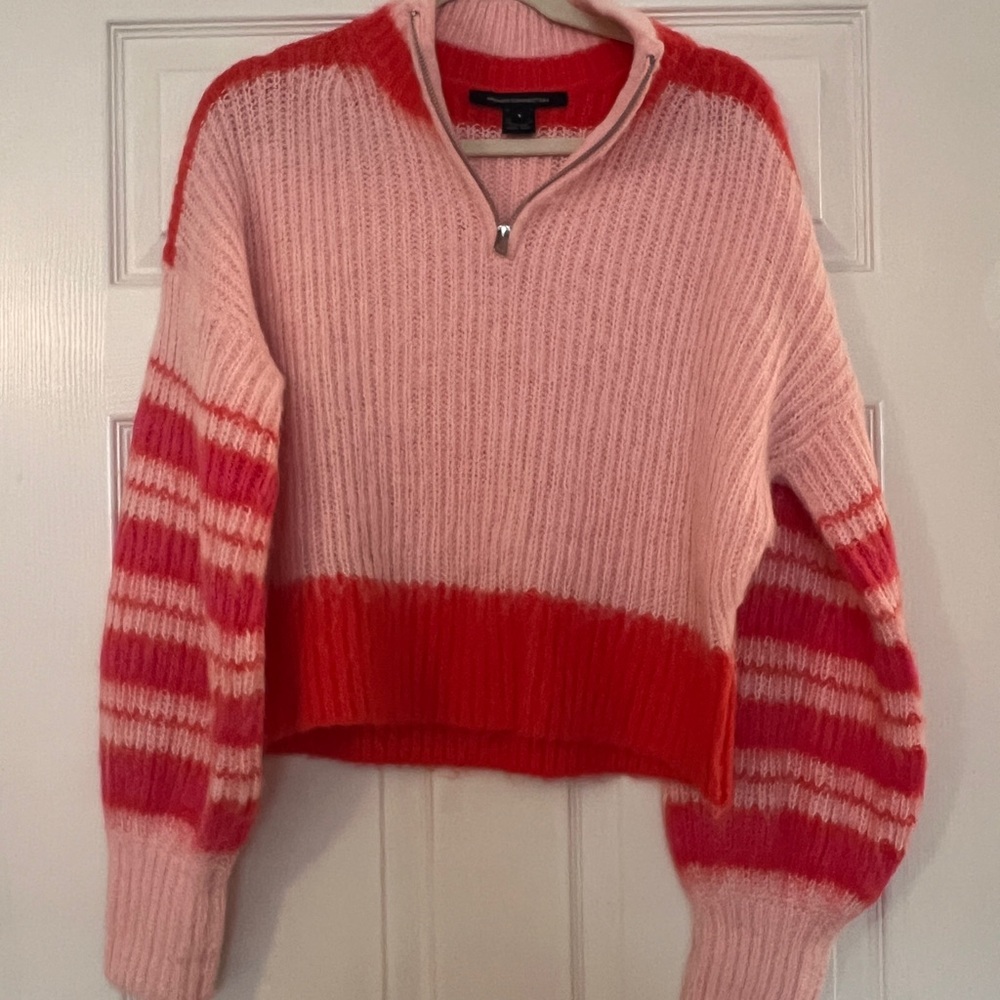 French Connection Pink and Red Women's Turtleneck Sweater